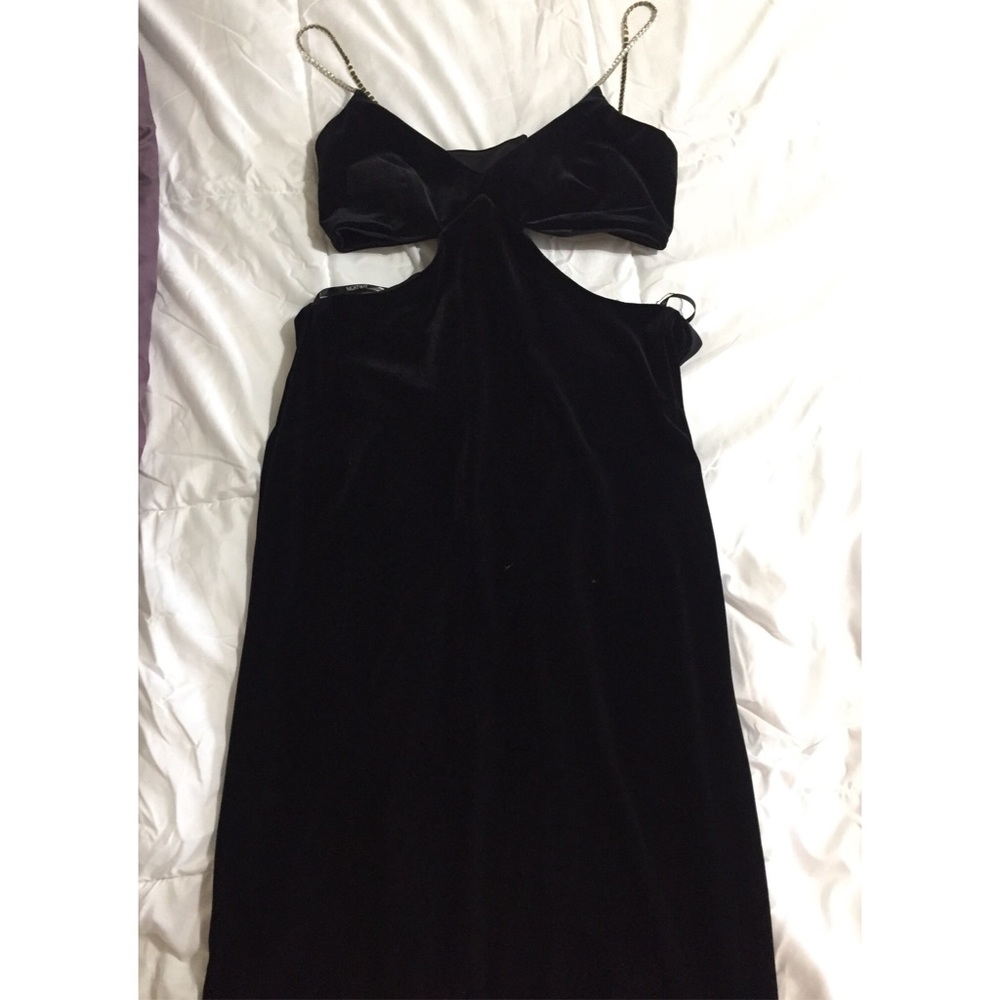 Satin black party dres